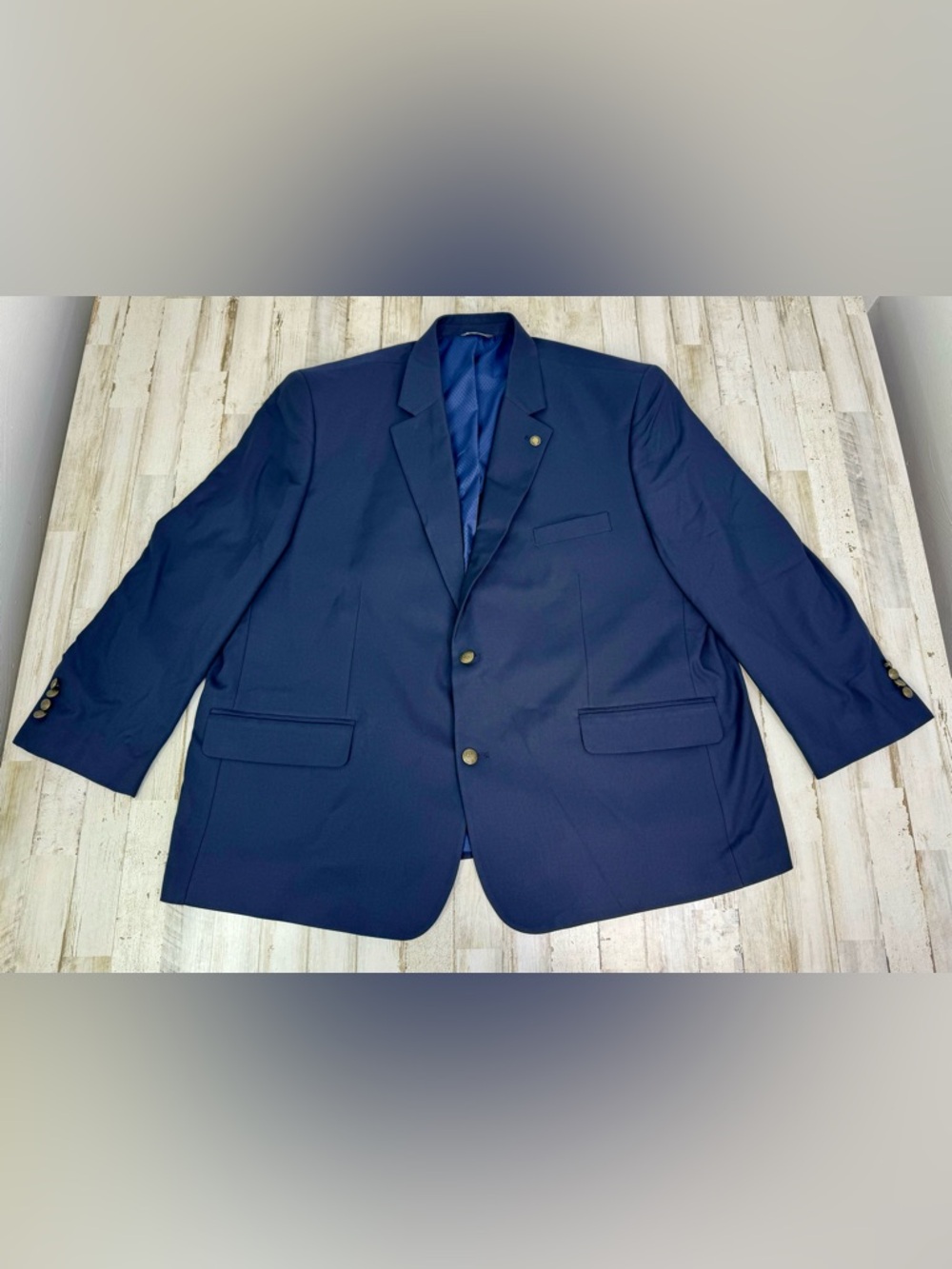 Oak Hill Blue Solid 2 Button Blazer Men’s 52PR Metal Buttons